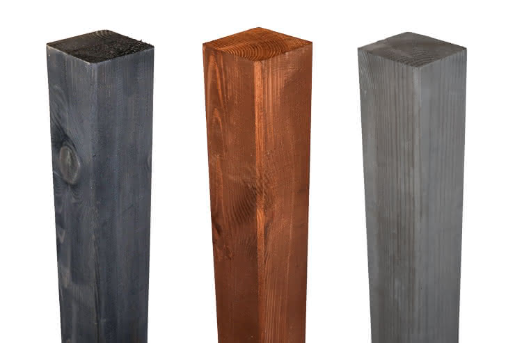 Kreuzholz Zaunpfosten, winklig gekappt farbbehandelt