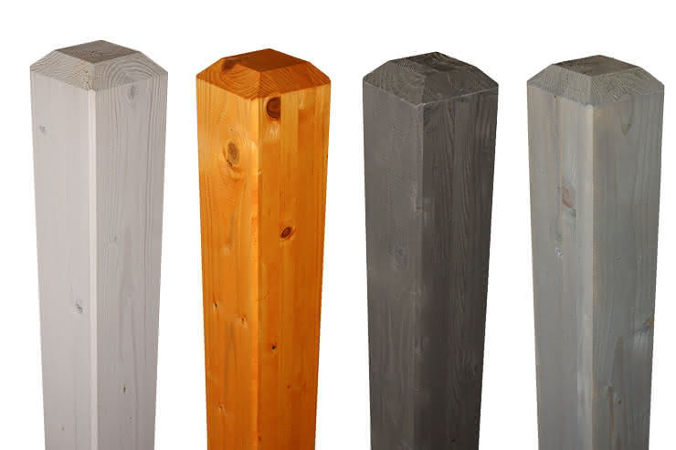 Leimholz-Pfosten Fichte, lasiert mit Pyramidenkopf