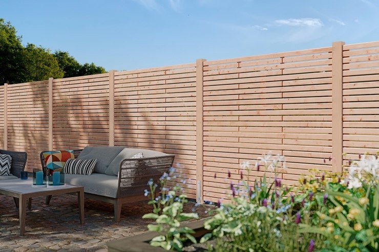 Rhombuszaun 180/60 mit 28 Profile Lärche/Douglasie 180 x 180 cm 