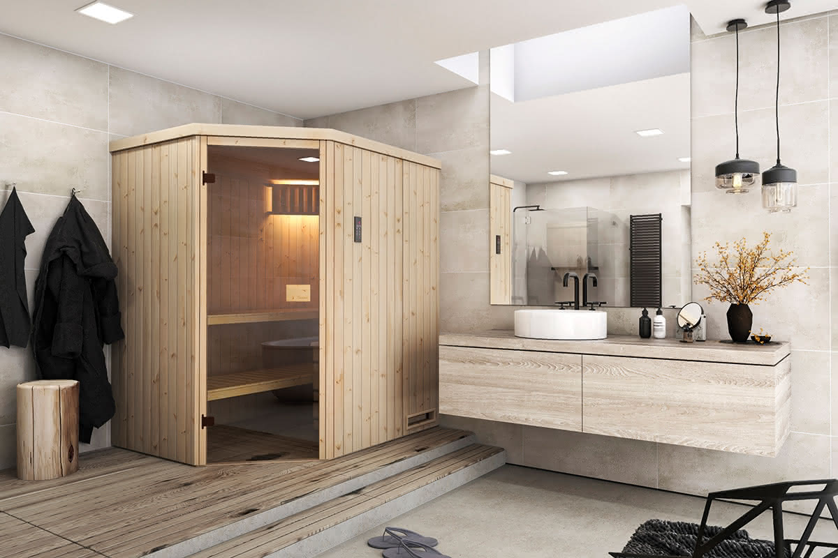 Sauna mit Eckeinstieg 