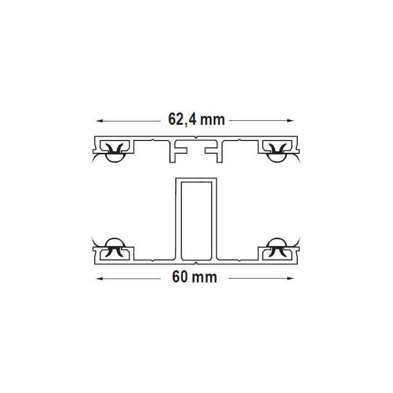 Schraubprofil Mitte A1, 60x35 mm, für 16 mm Stegplatten 