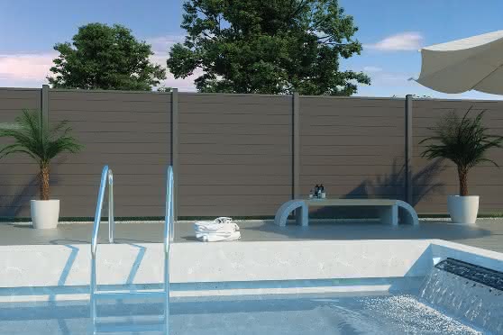 Kingston WPC Zaun 100x181 cm Anthrazit, Tür DIN links 100x181 cm Tür Li | Anthrazit