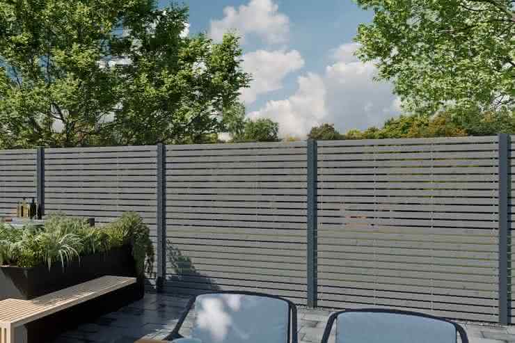 Nizza Steckzaun 180 x 180 cm aus Rhombusprofilen, Nadelholz Farbton Granit 180x180 cm | Nadelholz Granit