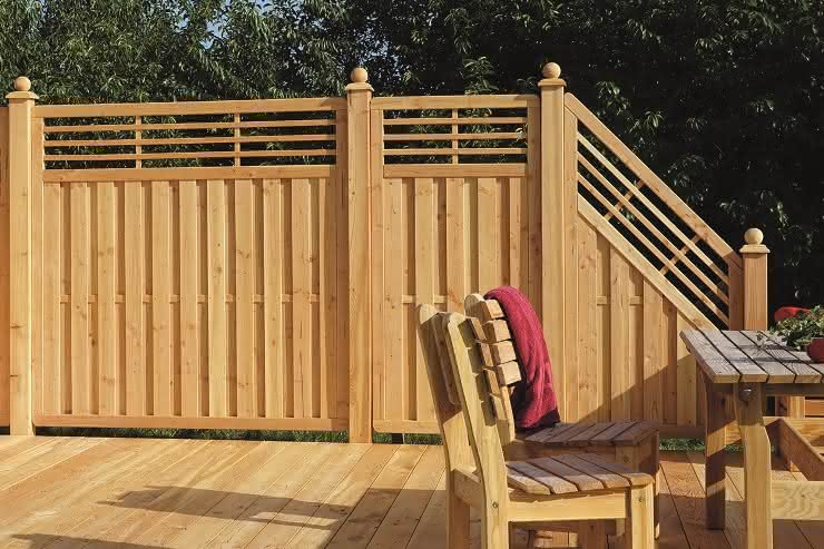Terrassen-Trennwand-Set Modell Locarno Lärche/Douglasie natur 