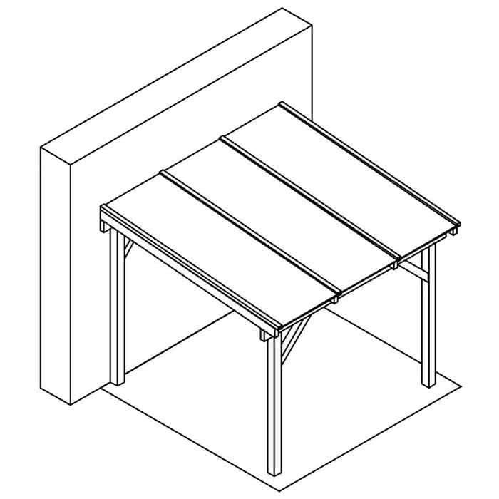 Terrassendach mit Steg-Doppelplatten select 306x300 cm 306x300 cm | Fichte Leimholz weiß grundiert