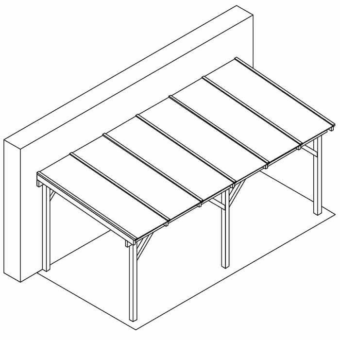 Terrassendach mit Steg-Doppelplatten master 607x300 cm 607x300 cm | Fichte KVH naturbelassen