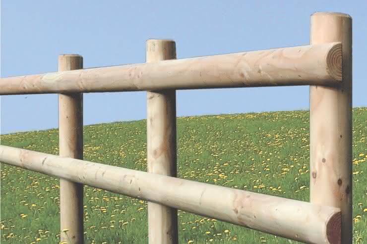 Zaunriegel, gefräst und getrennt, Nadelholz naturbelassen, Ø 8 x 250 cm 