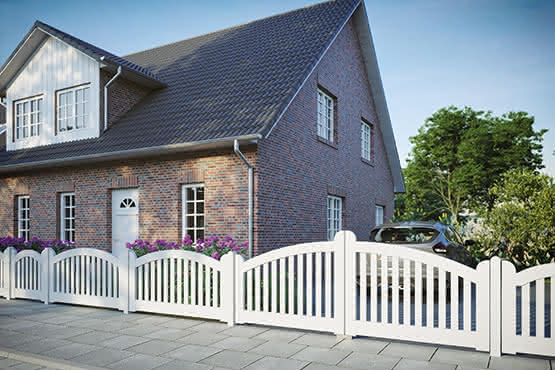 Gartenzaun Norderney 180x90/80/95 cm, weiß farbbehandeltes Nadelholz Zaunelement | Nadelholz Weiß