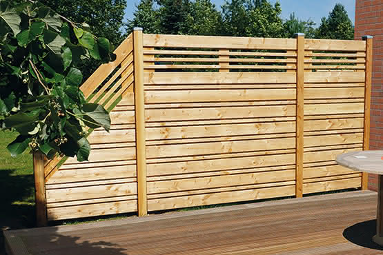 Calabria Sichtschutz Lärche/Douglasie 90x180/90 cm links mit Ziergitter ca. 90 x 180/90 cm, links