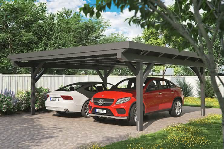 Joda® Spax® Carport Heidelberg, 625x600 cm, mit EPDM-Foliendach, Fichte KVH naturbelassen 625x600 cm | Fichte KVH natur