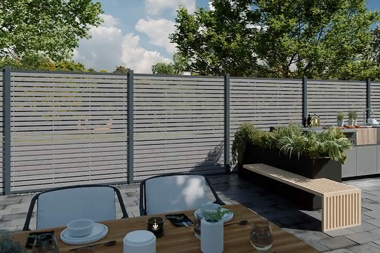 Nizza Steckzaun 180 x 180 cm aus Rhombusprofilen, Nadelholz Farbton Granit Nadelholz Granit