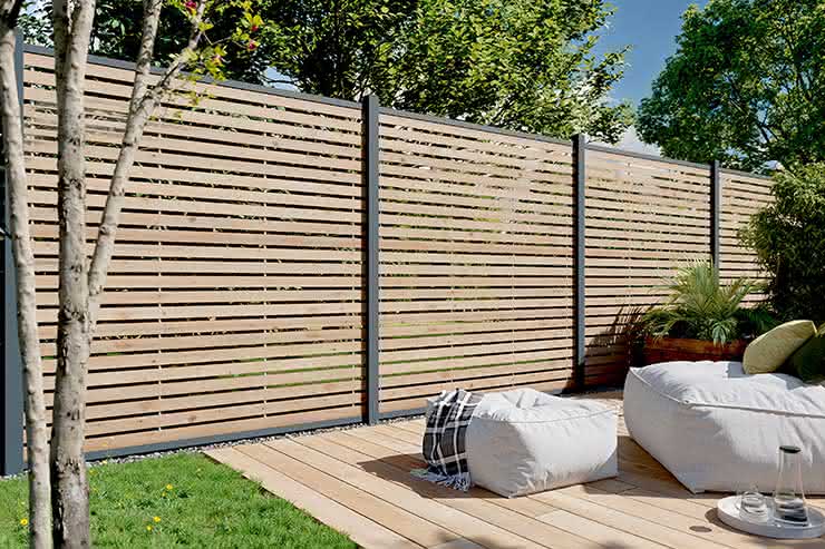 Nizza Steckzaun 180 x 180 cm aus Rhombusprofilen, Thermo-Kiefer Thermo-Kiefer