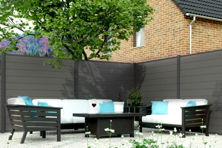 Systemzaun Kingston PVC 178 x 175 cm Dekor Basaltgrau Basaltgrau