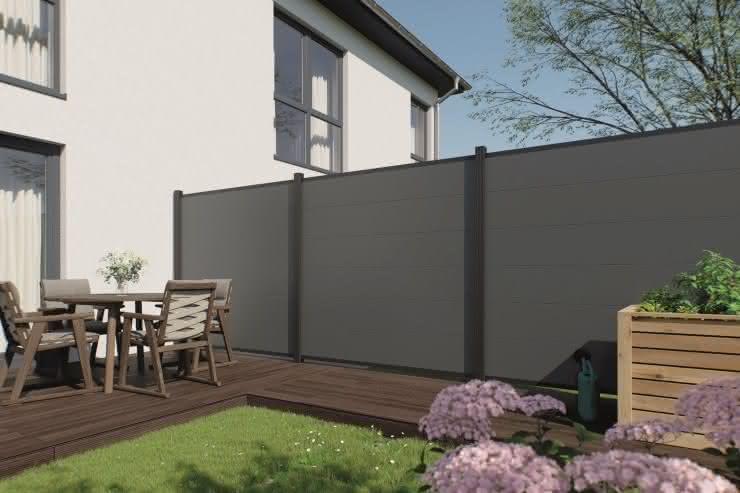 Systemzaun Kingston XL PVC 178 x 175 cm Dekor Basaltgrau Basaltgrau