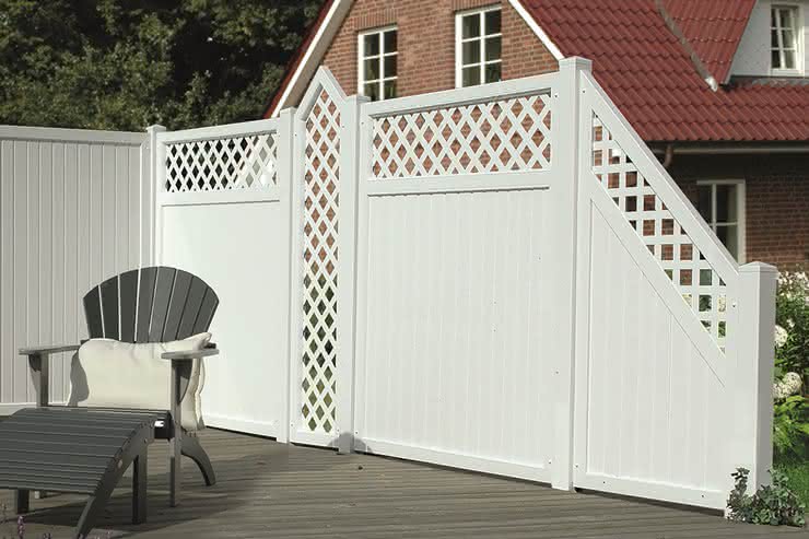 Terrassen-Trennwand-Set Modell Joda Easy PVC-Weiß 
