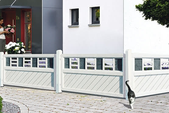 Sichtschutzzaun Linea 180x90 cm Vorgartenzaun Fichte Grauweiß 180 x 90 cm Vorgartenzaun