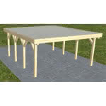 Holzblenden-Carport Burg KT Master, 498x556 cm, mit tropfhemmenden Stahl-Trapezplatten, Fichte KVH naturbelassen Kurz (556 cm) | Trapez-Profil, tropfhemmend | Fichte KVH natur