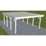 Holzblenden-Carport Burg KT Select, 498x556 cm, mit tropfhemmenden Stahl-Trapezplatten, Fichte Leimholz weiß grundiert Kurz (556 cm) | Trapez-Profil, tropfhemmend | Fichte Leimholz weiß