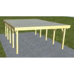 Holzblenden-Carport Burg MT Classic, 498x717 cm, mit tropfhemmenden Stahl-Trapezplatten, Kiefer KDI-grün Mittel (717 cm) | Trapez-Profil, tropfhemmend | Kiefer KDI