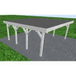 Doppelcarport Büsum KF Select, 605x556 cm, mit Foliendach, Fichte Leimholz weiß grundiert Kurz (556 cm) | Foliendach | Fichte Leimholz weiß