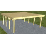 Doppelcarport Büsum KG Classic, 605x556 cm, vorbereitet für Grünbedachung, Kiefer KDI-grün Kurz (556 cm) | vorbereitet für Gründach | Kiefer KDI