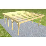 Doppelcarport Büsum KO Classic, 605x556 cm, ohne Bedachung, Kiefer KDI-grün Kurz (556 cm) | ohne Bedachung | Kiefer KDI