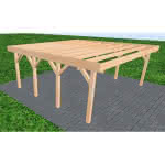 Doppelcarport Büsum KO Perfect, 605x556 cm, ohne Bedachung, Fichte Leimholz naturbelassen Kurz (556 cm) | ohne Bedachung | Fichte Leimholz natur