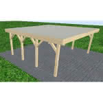 Doppelcarport Büsum KT Master, 601x556 cm, mit tropfhemmenden Stahl-Trapezplatten, Fichte KVH naturbelassen Kurz (556 cm) | Trapez-Profil, tropfhemmend | Fichte KVH natur