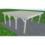 Doppelcarport Büsum KT Select, 601x556 cm, mit tropfhemmenden Stahl-Trapezplatten, Fichte Leimholz weiß grundiert Kurz (556 cm) | Trapez-Profil, tropfhemmend | Fichte Leimholz weiß