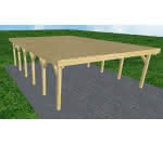 Doppelcarport Büsum LG Classic, 605x879 cm, vorbereitet für Grünbedachung, Kiefer KDI-grün Lang (879 cm) | vorbereitet für Gründach | Kiefer KDI