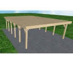 Doppelcarport Büsum LG Master, 605x879 cm, vorbereitet für Grünbedachung, Fichte KVH naturbelassen Lang (879 cm) | vorbereitet für Gründach | Fichte KVH natur