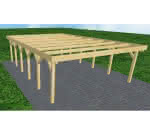 Doppelcarport Büsum LO Classic, 605x879 cm, ohne Bedachung, Kiefer KDI-grün Lang (879 cm) | ohne Bedachung | Kiefer KDI