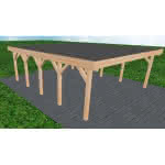 Doppelcarport Büsum MF Perfect, 605x717 cm, mit Foliendach, Fichte Leimholz naturbelassen Mittel (717 cm) | Foliendach | Fichte Leimholz natur