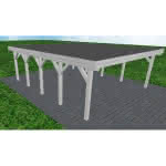 Doppelcarport Büsum MF Select, 605x717 cm, mit Foliendach, Fichte Leimholz weiß grundiert Mittel (717 cm) | Foliendach | Fichte Leimholz weiß