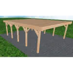 Doppelcarport Büsum MG Perfect, 605x717 cm, vorbereitet für Grünbedachung, Fichte Leimholz naturbelassen Mittel (717 cm) | vorbereitet für Gründach | Fichte Leimholz natur