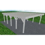 Doppelcarport Büsum MT Select, 601x717 cm, mit tropfhemmenden Stahl-Trapezplatten, Fichte Leimholz weiß grundiert Mittel (717 cm) | Trapez-Profil, tropfhemmend | Fichte Leimholz weiß