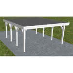 Holzblenden-Carport Burg KF Select, 505x556 cm, mit Foliendach, Fichte Leimholz weiß grundiert Kurz (556 cm) | Foliendach | Fichte Leimholz weiß