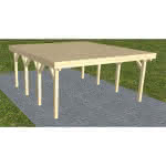 Holzblenden-Carport Burg KG Master, 505x556 cm, vorbereitet für Grünbedachung, Fichte KVH naturbelassen Kurz (556 cm) | vorbereitet für Gründach | Fichte KVH natur