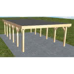 Holzblenden-Carport Burg LF Perfect, 505x879 cm, mit Foliendach, Fichte Leimholz naturbelassen Lang (879 cm) | Foliendach | Fichte Leimholz natur