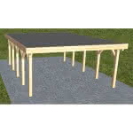 Holzblenden-Carport Burg MF Perfect, 505x717 cm, mit Foliendach, Fichte Leimholz naturbelassen Mittel (717 cm) | Foliendach | Fichte Leimholz natur