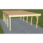 Holzblenden-Carport Burg MG Perfect, 505x717 cm, vorbereitet für Grünbedachung, Fichte Leimholz naturbelassen Mittel (717 cm) | vorbereitet für Gründach | Fichte Leimholz natur