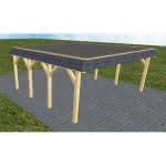 Walmblenden-Doppelcarport Grömitz KF Classic, 605x556 cm, mit Foliendach, Kiefer KDI-grün Kurz (556 cm) | Foliendach | Kiefer KDI