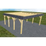 Walmblenden-Doppelcarport Grömitz KO Classic, 605x556 cm, ohne Bedachung, Kiefer KDI-grün Kurz (556 cm) | ohne Bedachung | Kiefer KDI