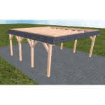 Walmblenden-Doppelcarport Grömitz KO Natur, 605x556 cm, ohne Bedachung, Lärche naturbelassen Kurz (556 cm) | ohne Bedachung | Lärche natur