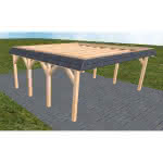 Walmblenden-Doppelcarport Grömitz KO Perfect, 605x556 cm, ohne Bedachung, Fichte Leimholz naturbelassen Kurz (556 cm) | ohne Bedachung | Fichte Leimholz natur