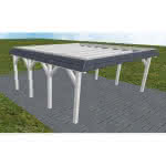 Walmblenden-Doppelcarport Grömitz KO Select, 605x556 cm, ohne Bedachung, Fichte Leimholz weiß grundiert Kurz (556 cm) | ohne Bedachung | Fichte Leimholz weiß