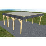 Walmblenden-Doppelcarport Grömitz KT Classic, 610x556 cm, mit tropfhemmenden Stahl-Trapezplatten, Kiefer KDI-grün Kurz (556 cm) | Trapez-Profil, tropfhemmend | Kiefer KDI