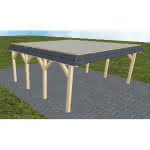 Walmblenden-Doppelcarport Grömitz KT Master, 610x556 cm, mit tropfhemmenden Stahl-Trapezplatten, Fichte KVH naturbelassen Kurz (556 cm) | Trapez-Profil, tropfhemmend | Fichte KVH natur