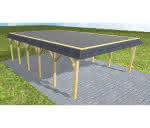 Walmblenden-Doppelcarport Grömitz LF Classic, 605x879 cm, mit Foliendach, Kiefer KDI-grün Lang (879 cm) | Foliendach | Kiefer KDI