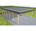Walmblenden-Doppelcarport Grömitz LF Perfect, 605x879 cm, mit Foliendach, Fichte Leimholz naturbelassen Lang (879 cm) | Foliendach | Fichte Leimholz natur